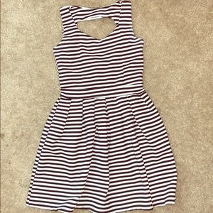 This is a black and white stripped dress.